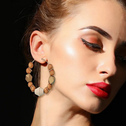 Boucle D'oreille Perle Bois