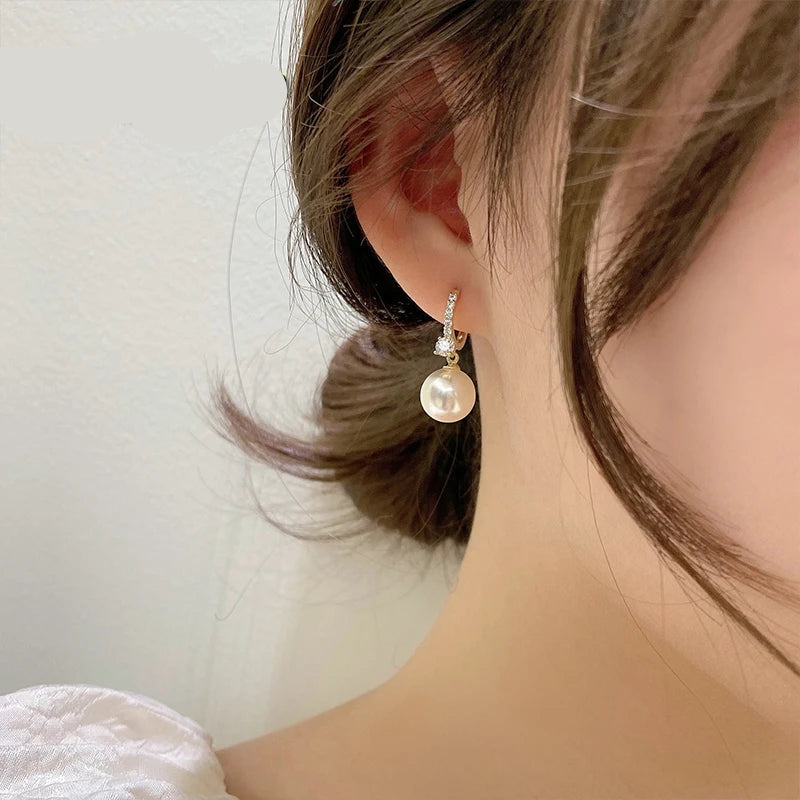 Boucle d'Oreille Perle Blanche