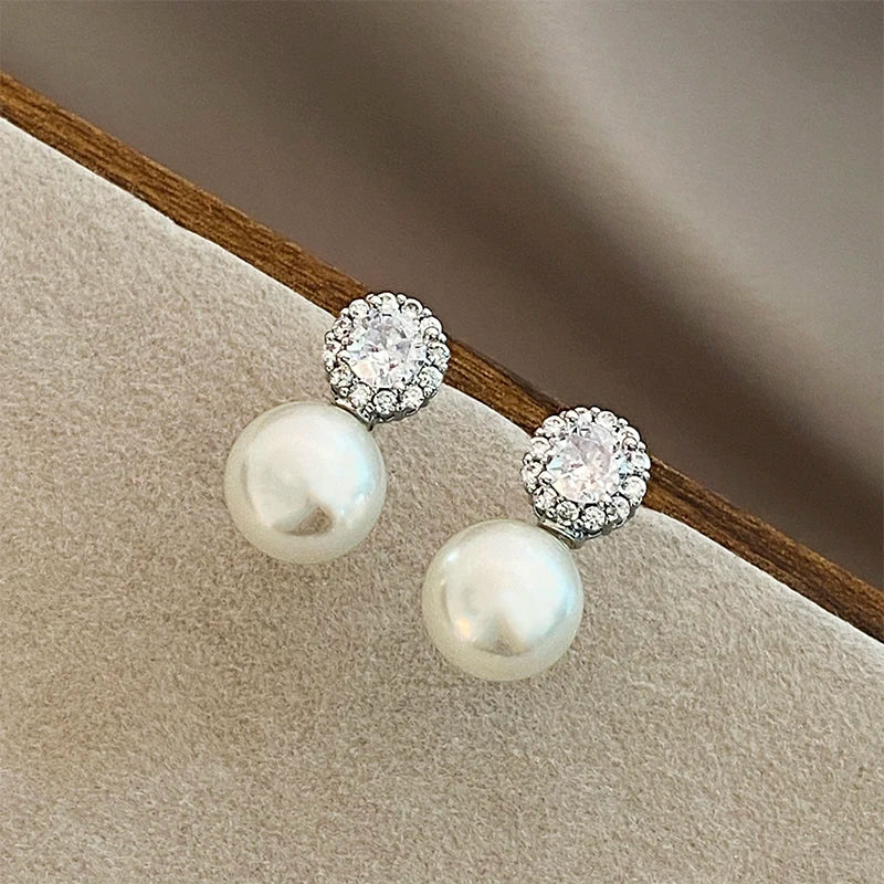 Boucle d'Oreille Perle et Brillant