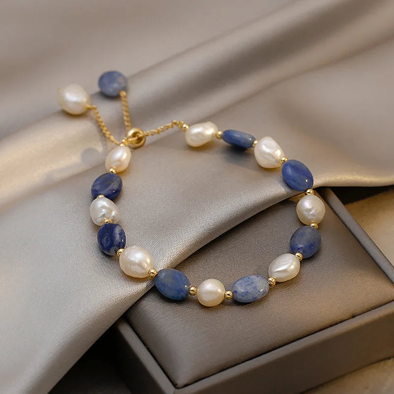 Bracelet perle bleu marine