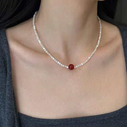 Collier 1 Perle Rouge