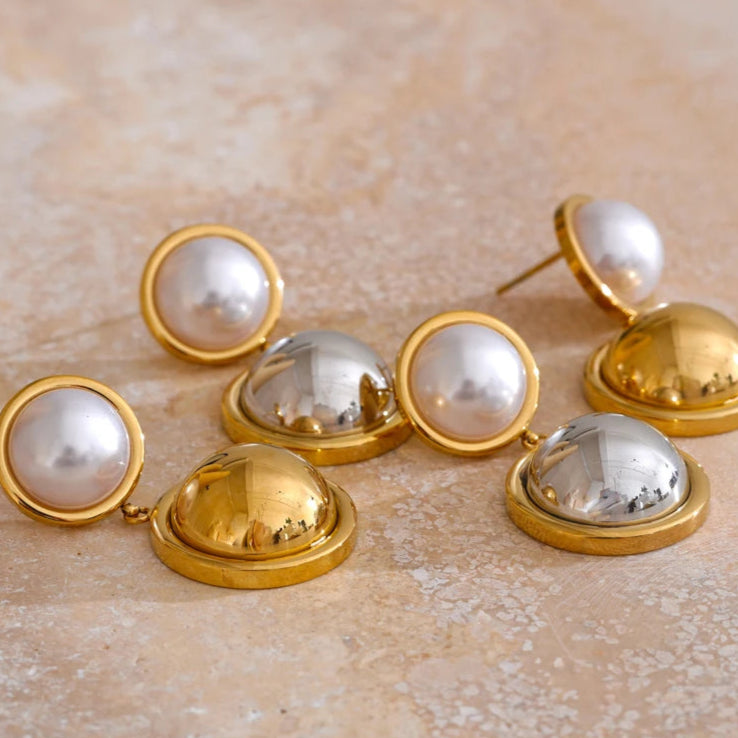 Boucle d'Oreille Perle Dorée
