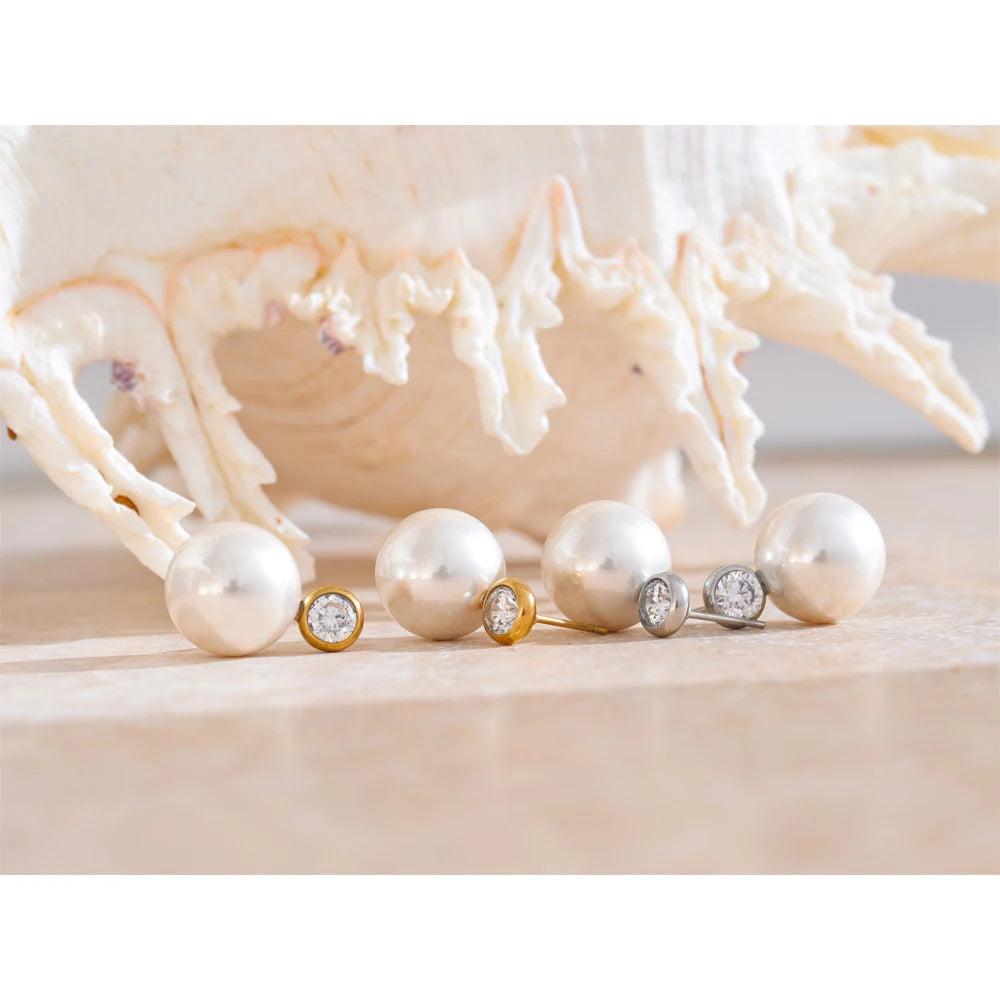 Boucle d'Oreille Grosse Perle Blanche