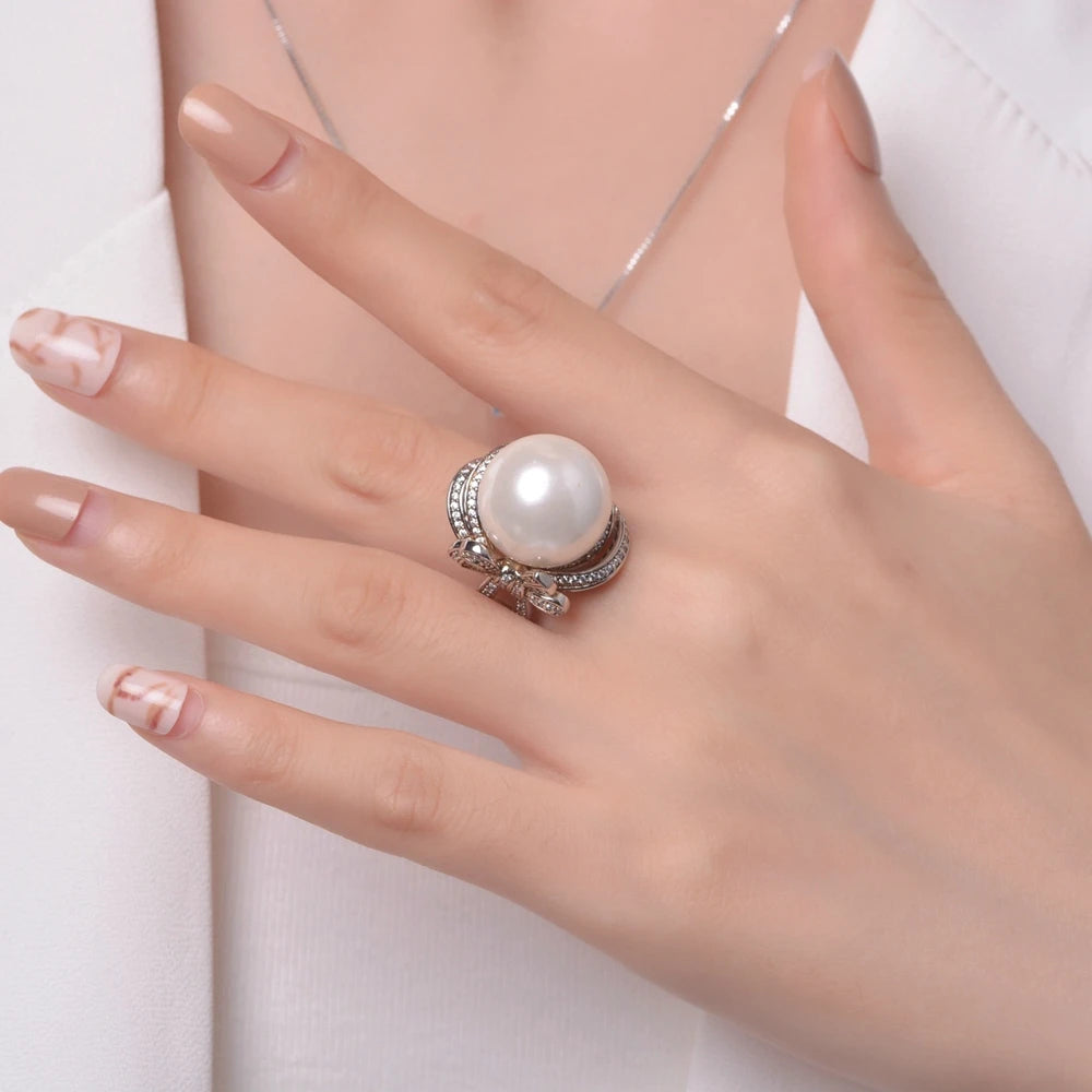 pas fait bague argent et perle