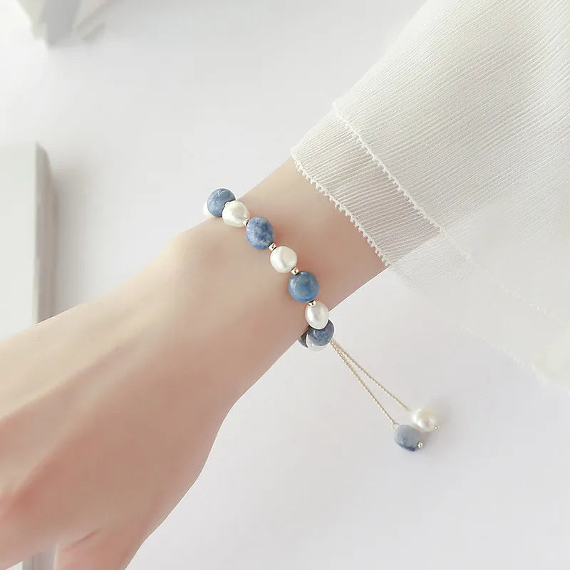 Bracelet perle bleu marine