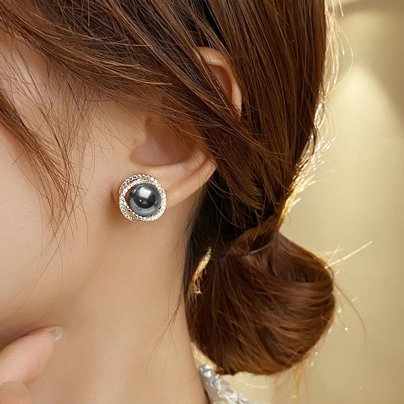 Boucle d'Oreille Perle Grise
