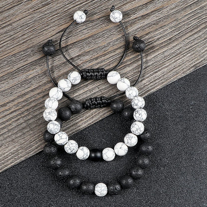 Bracelet Homme Perle Noir Et Blanc