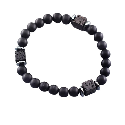 Bracelet Homme Perle Noir Mat