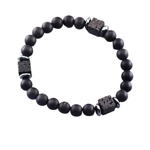 Bracelet Homme Perle Noir Mat