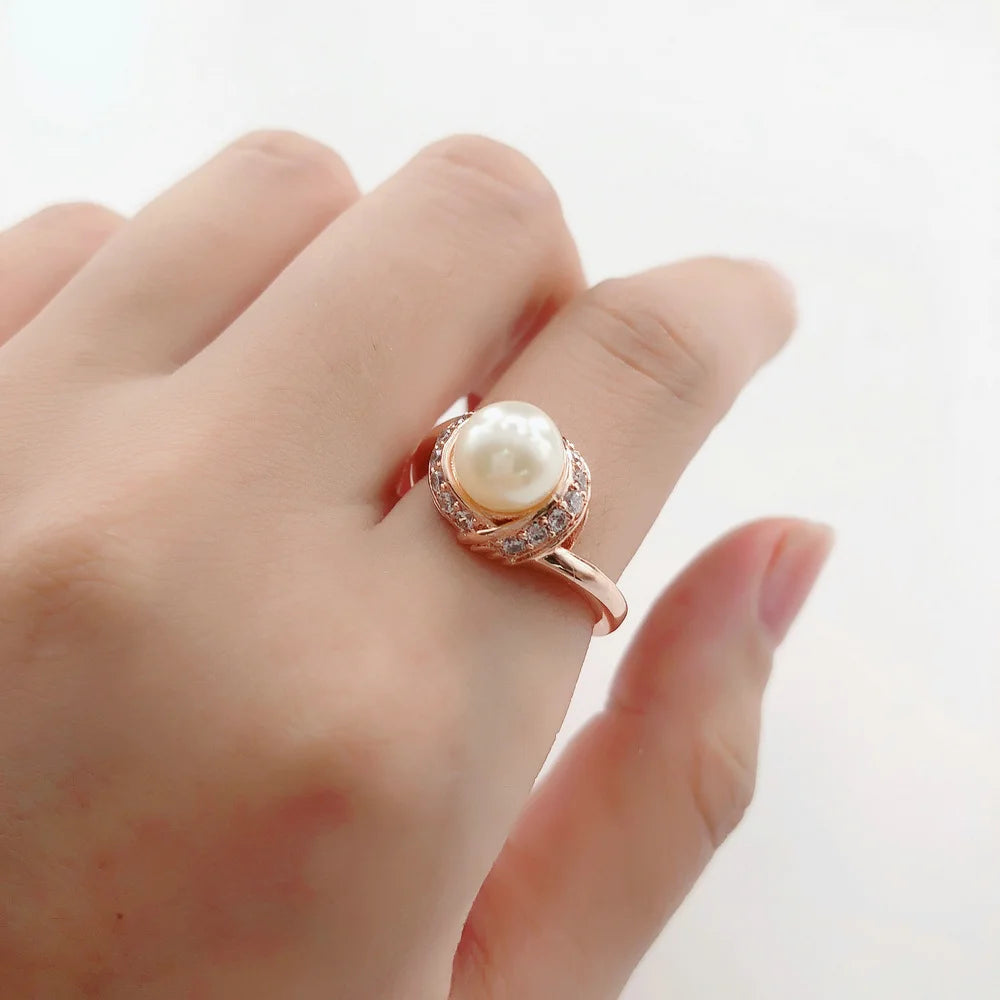 Bague Or Rose et Perle