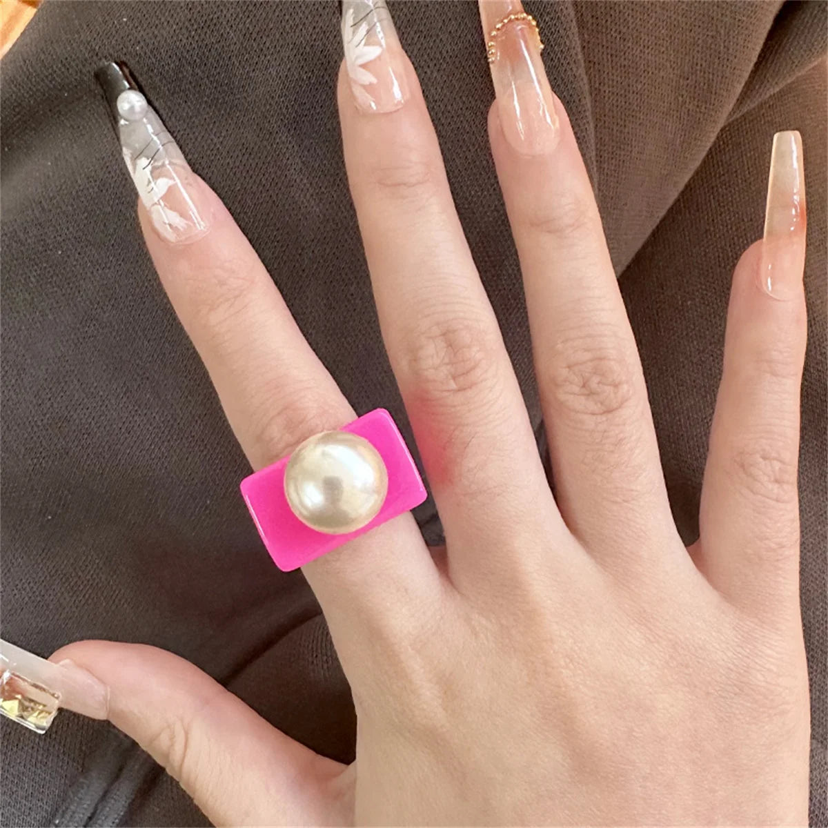 Bague Perle Resine