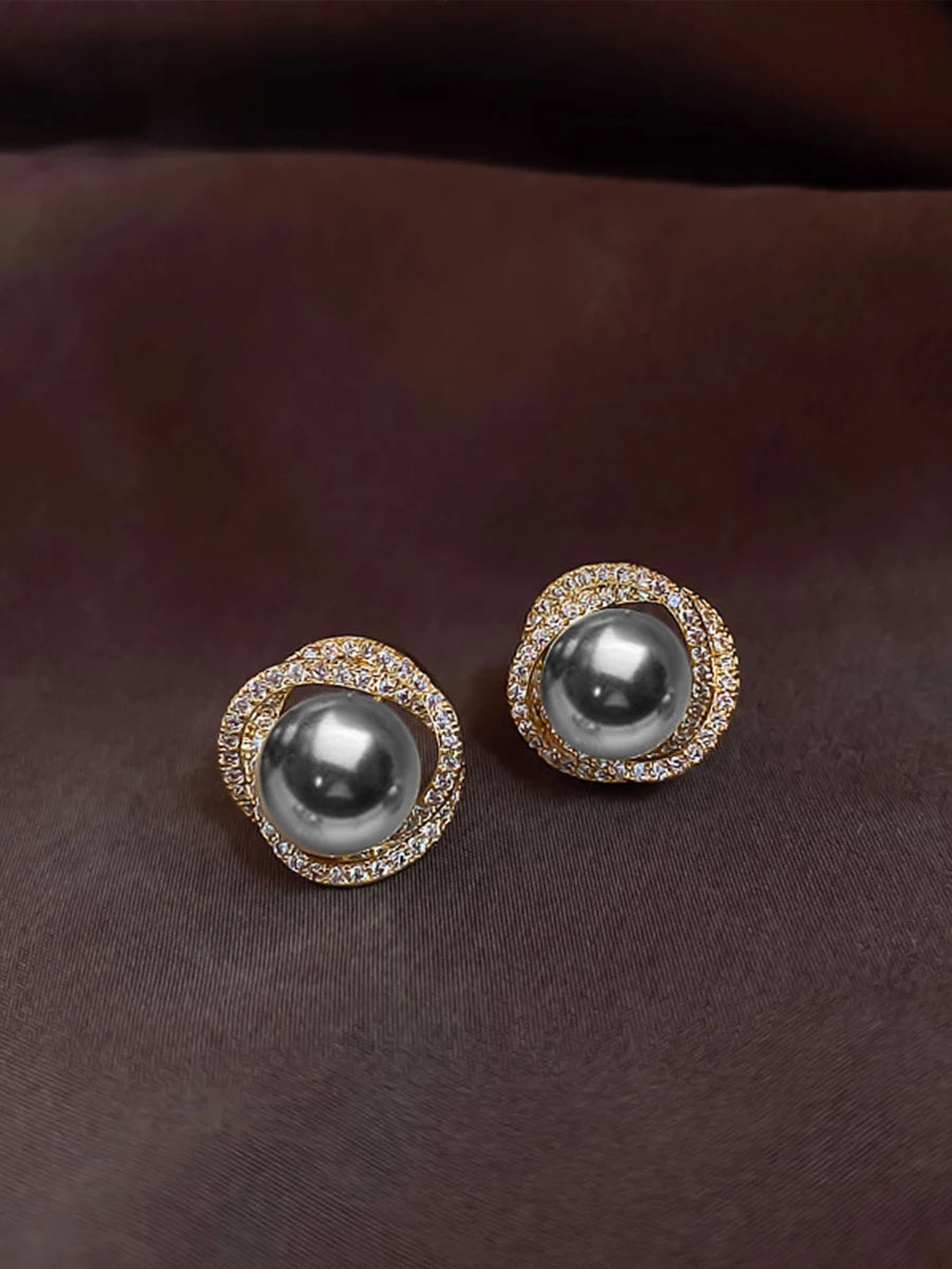 Boucle d'Oreille Perle Grise