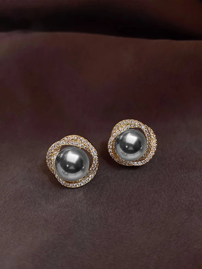 Boucle d'Oreille Perle Grise