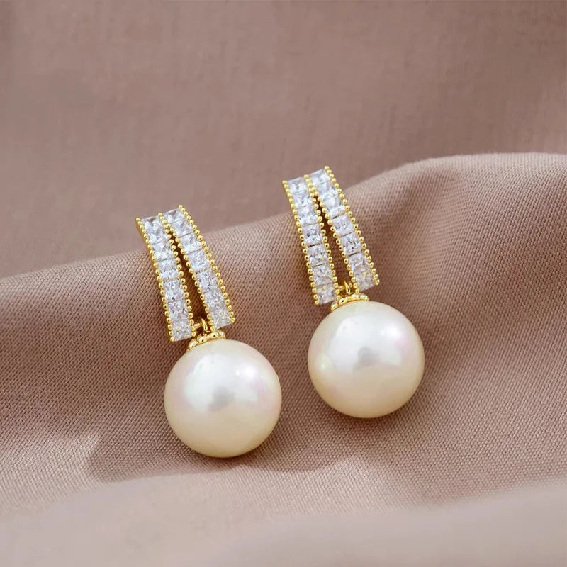 Boucle d'Oreille Perle et Strass