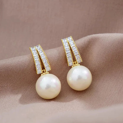 Boucle d'Oreille Perle et Strass