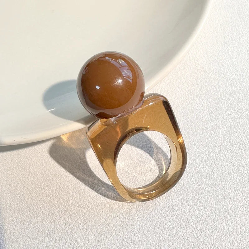 Bague Transparente avec Perle