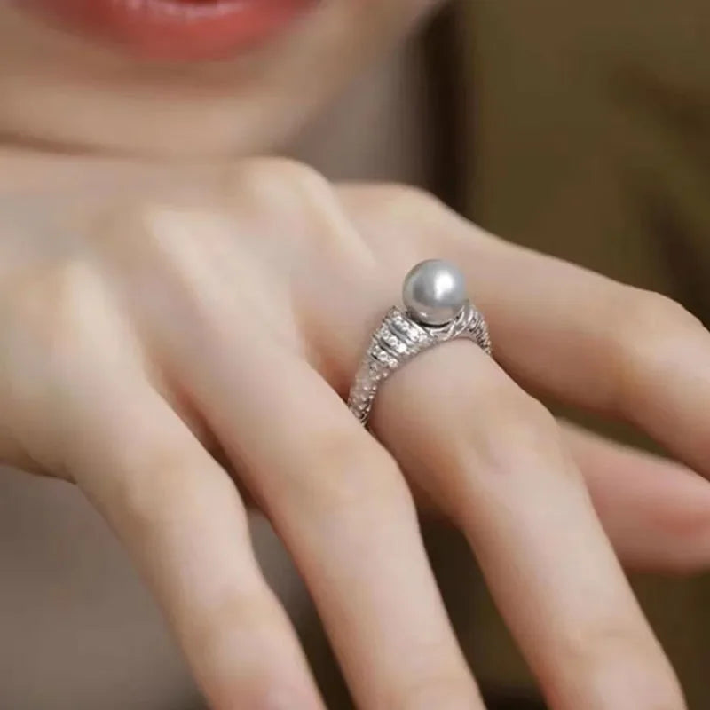 Bague Perle Grise