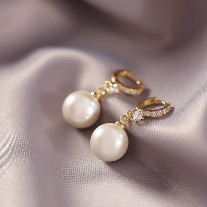 Boucle d'Oreille Perle Blanche