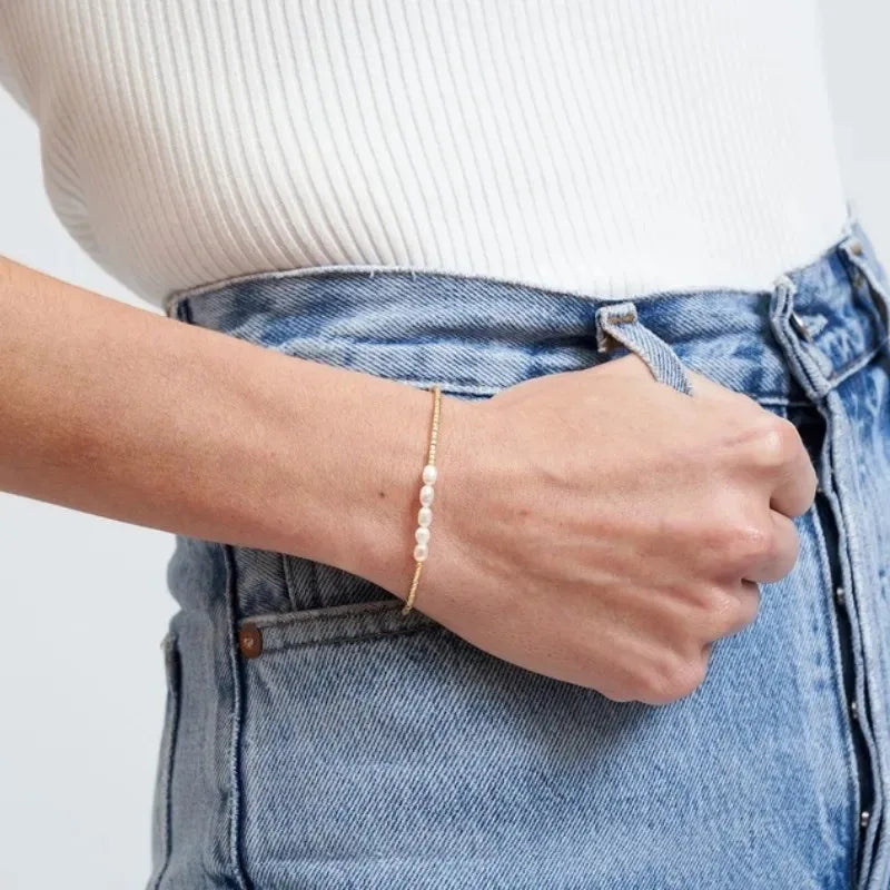 Bracelet Cordon Avec Perle De Culture