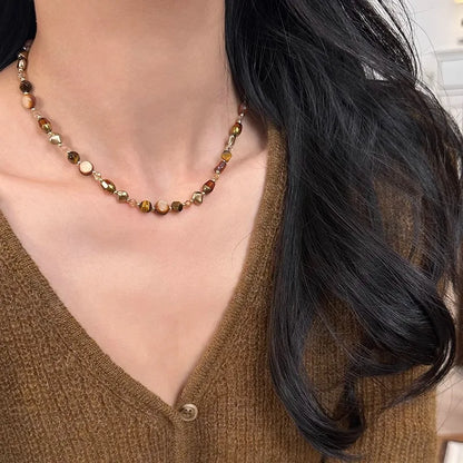 Collier Perle Marron