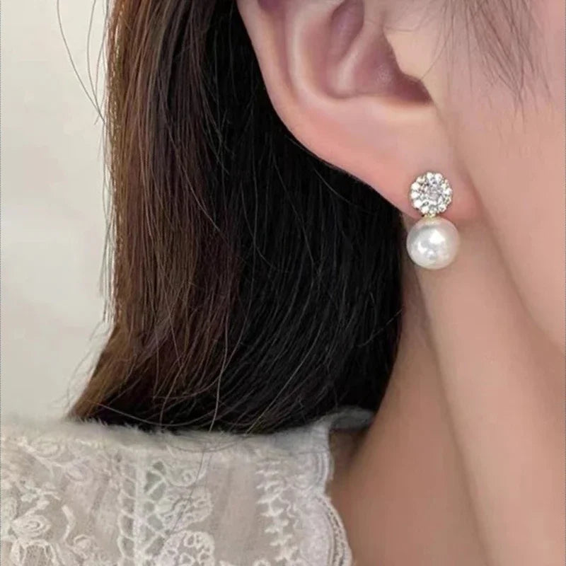 Boucle d'Oreille Perle et Brillant