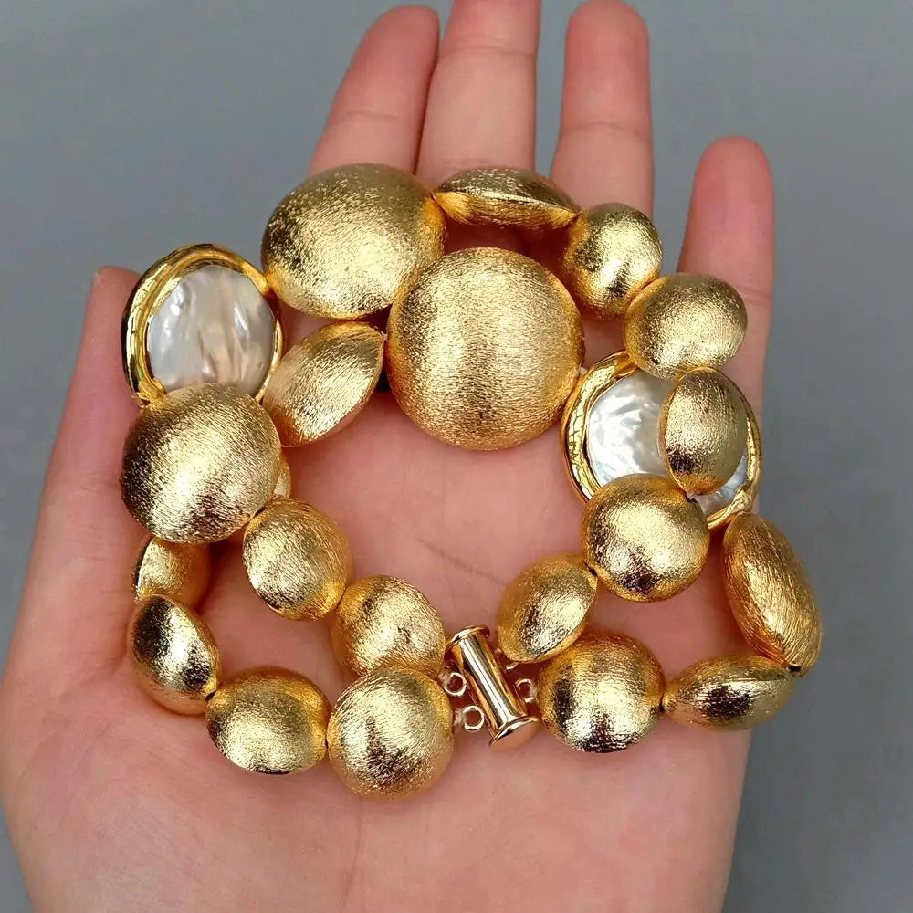Bracelet Perle Blanche et Or