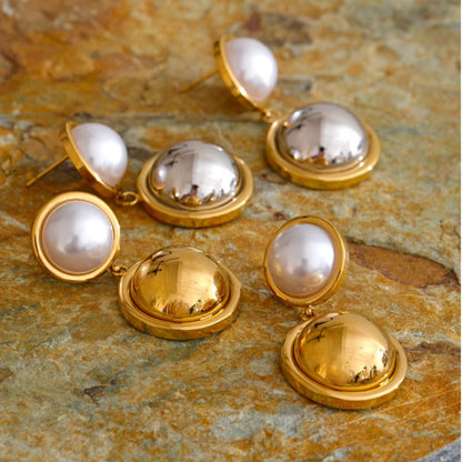 Boucle d'Oreille Perle Dorée