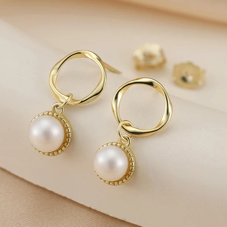 Boucle d'Oreille Ronde Perle