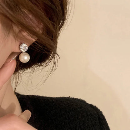 Boucle d'Oreille Perle et Brillant