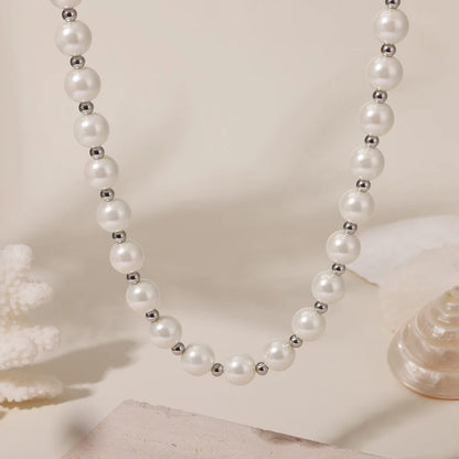 Collier Acier Inoxydable Perles