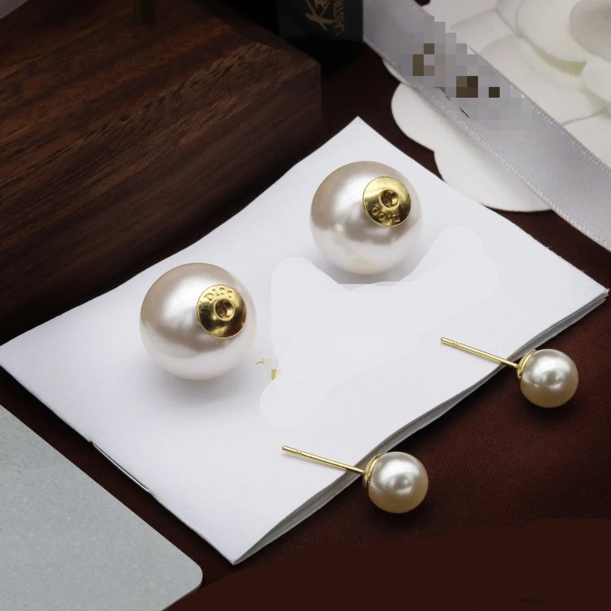 Boucle d'Oreille Perle Double Face