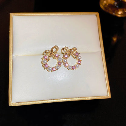 Boucle d'Oreille Noeud Perle