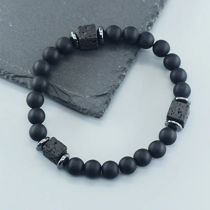 Bracelet Homme Perle Noir Mat