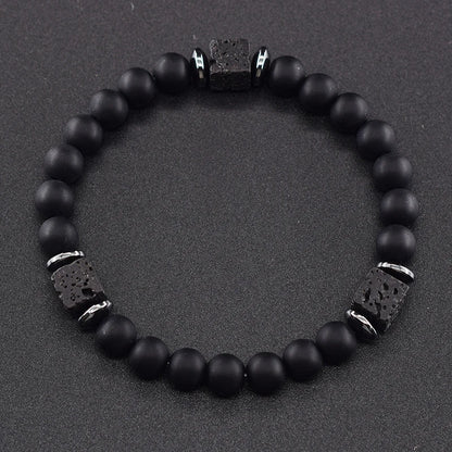 Bracelet Homme Perle Noir Mat