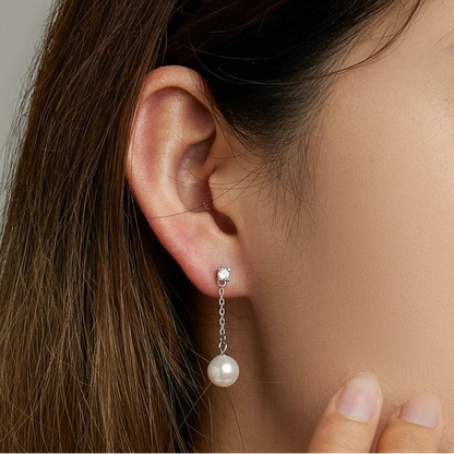 Boucle d'Oreille Perle de Culture Or Blanc