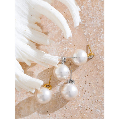 Boucle d'Oreille Grosse Perle Blanche