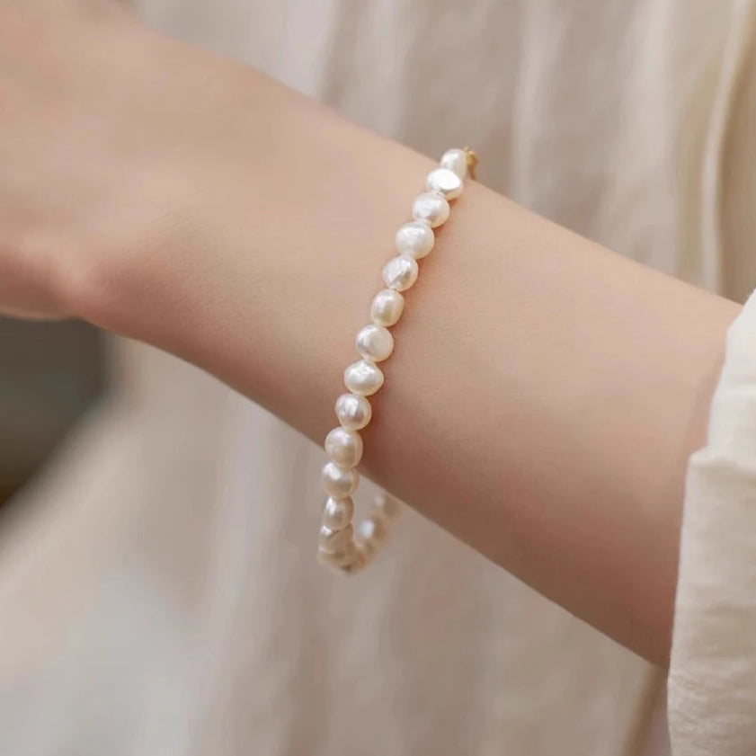 bracelet perle beige