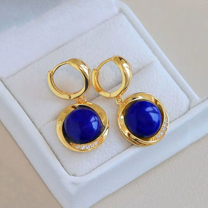 Boucle d'Oreille Perle Bleu Marine