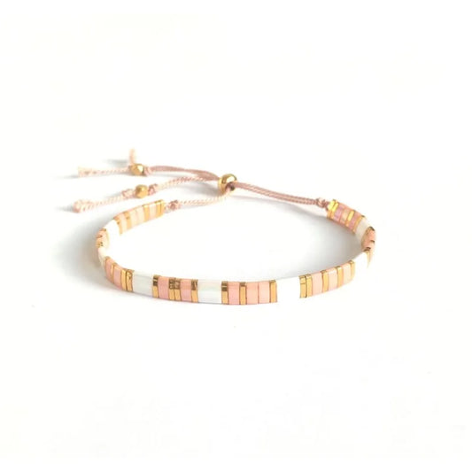 bracelet perle plate rose