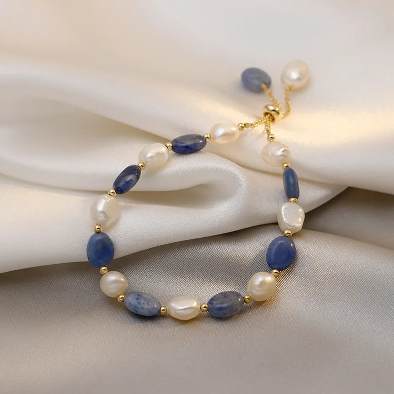 Bracelet perle bleu marine