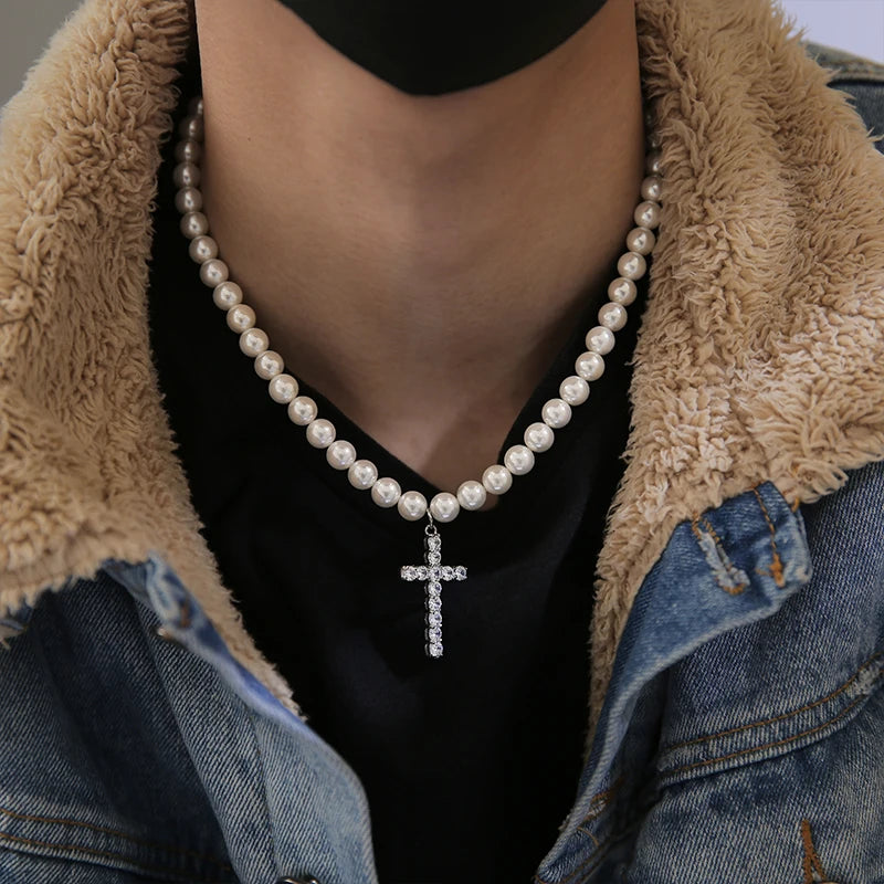 Collier Croix Perle