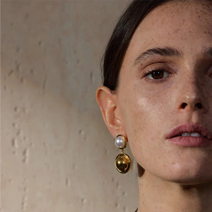 Boucle d'Oreille Perle Dorée