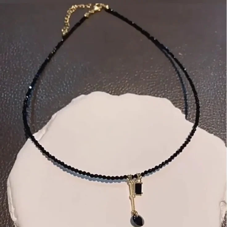 Collier en Perles Cristal Noir