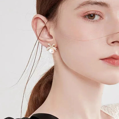 Boucle d'Oreille Noeud Perle