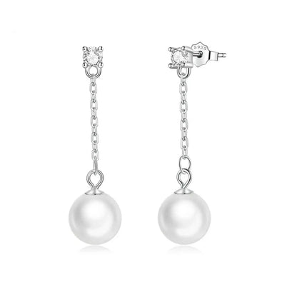 Boucle d'Oreille Perle de Culture Or Blanc
