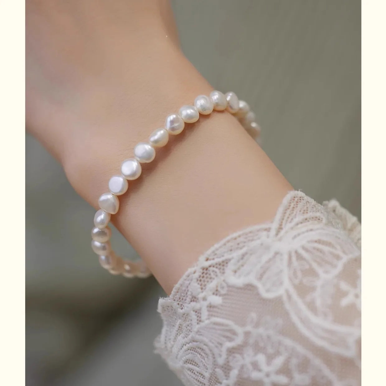 bracelet perle beige