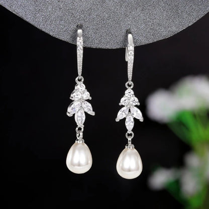 Boucles d'Oreilles Perles Pendantes Fantaisie