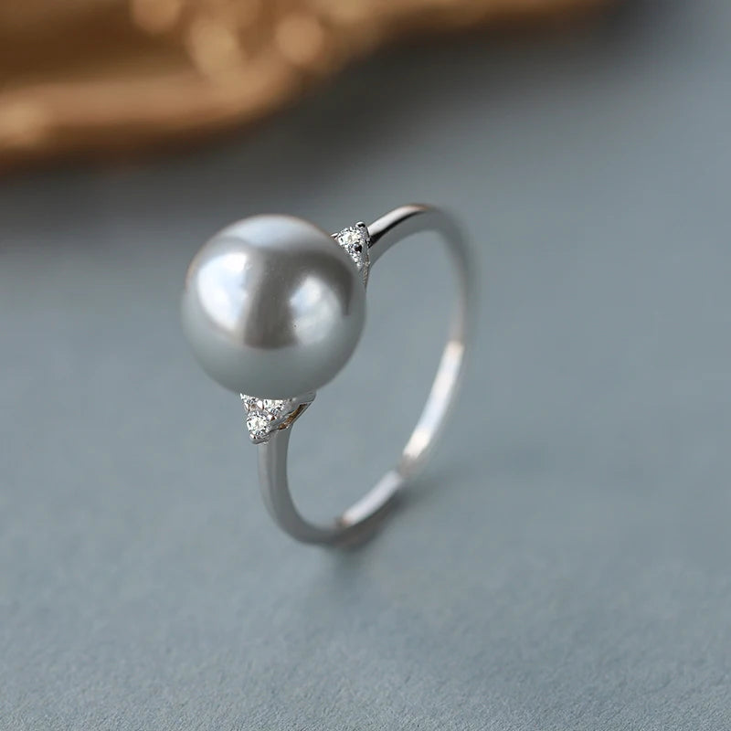 Bague Perle de Culture Grise