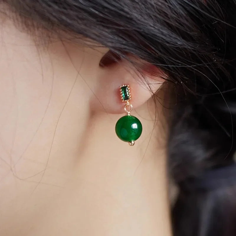 Boucle d'Oreille Perle Verte