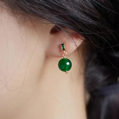 Boucle d'Oreille Perle Verte
